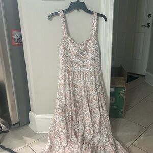 American Eagle Outfitters Pink and Cream Maxi Dress